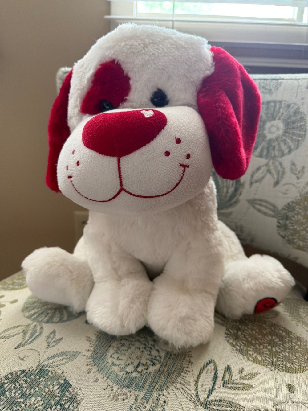 Large Red and White Love Dog Plush - 14 inches tall